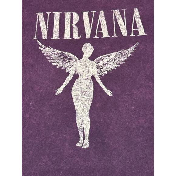 Nirvana In Utero Live 93 Purple Mineral Stone Wash Short Sleeve T-Shirt Sz L - Picture 2 of 7